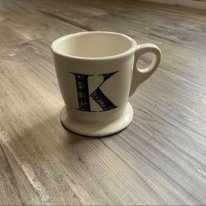 Anthropologie Monogram Coffee Mug K Black White